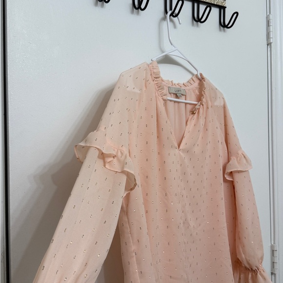 LOFT Blush Ruffle Sleeve Blouse Size S, - Picture 3 of 6